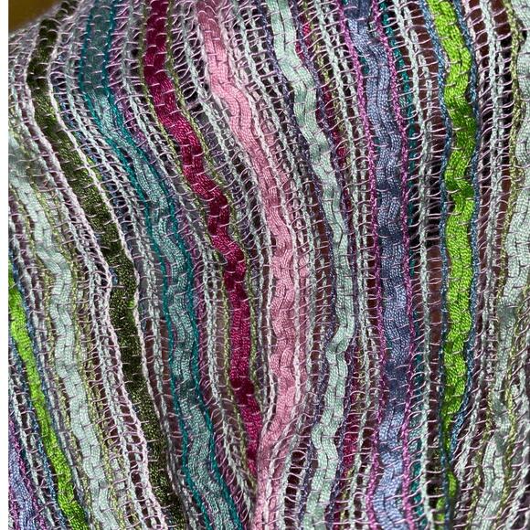 NEW Infinity Scarf by ECO Rising Tide Pink Teal Multicolor Boho Striped Hippie - Picture 3 of 10